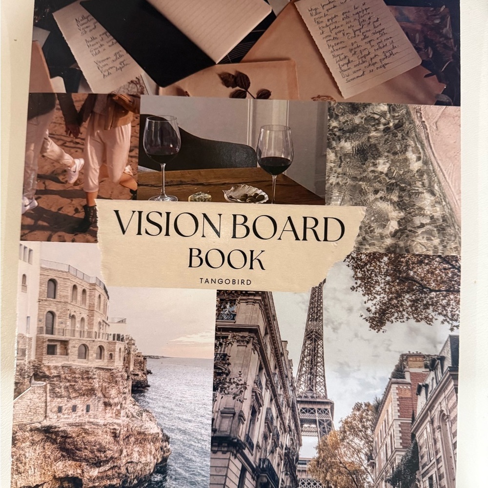 Vision Board Book - Tangobird Collage Cover (Cream, Beige, Brown)